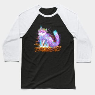 Colorful Rainbow Hippy Kitty Cat Feline Design Baseball T-Shirt